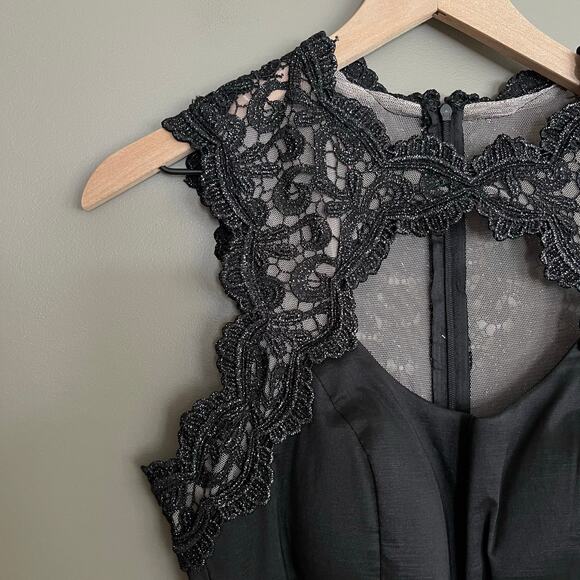 NWT Xscape Lace Taffeta Mermaid Gown Black Size 8‎ Maxi Dress Metallic Elegant - Picture 5 of 16